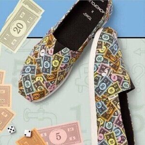 Toms x Monopoly Alpargata Slip-On Shoes 9 Multicolor Multi Money Print Comfy LE